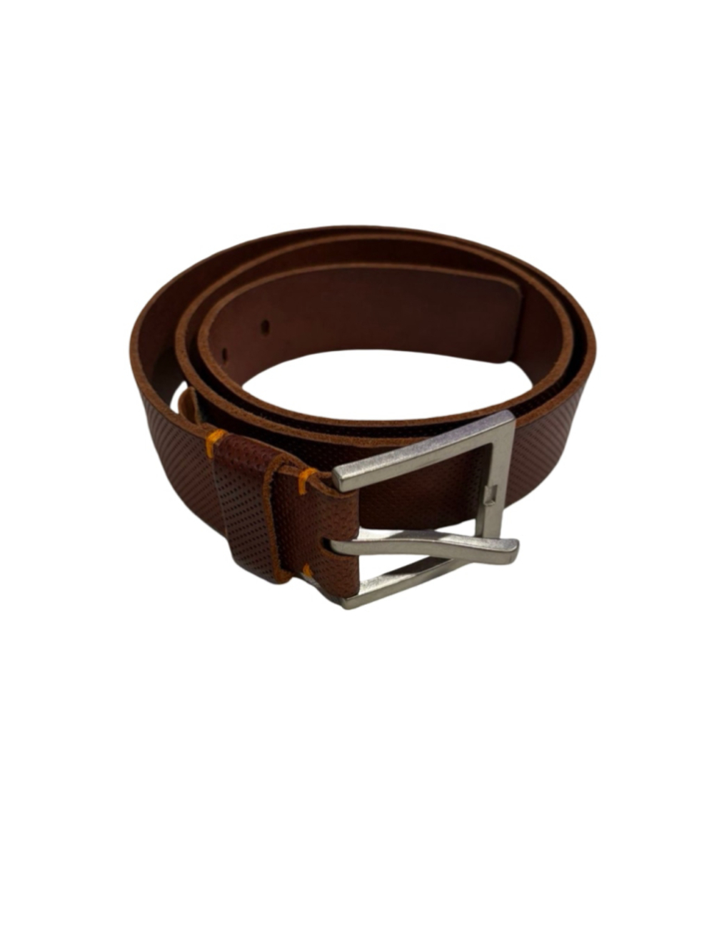 Alesbury Brown Perforated Leather Belt Size 36/90 Silver Buckle Mens